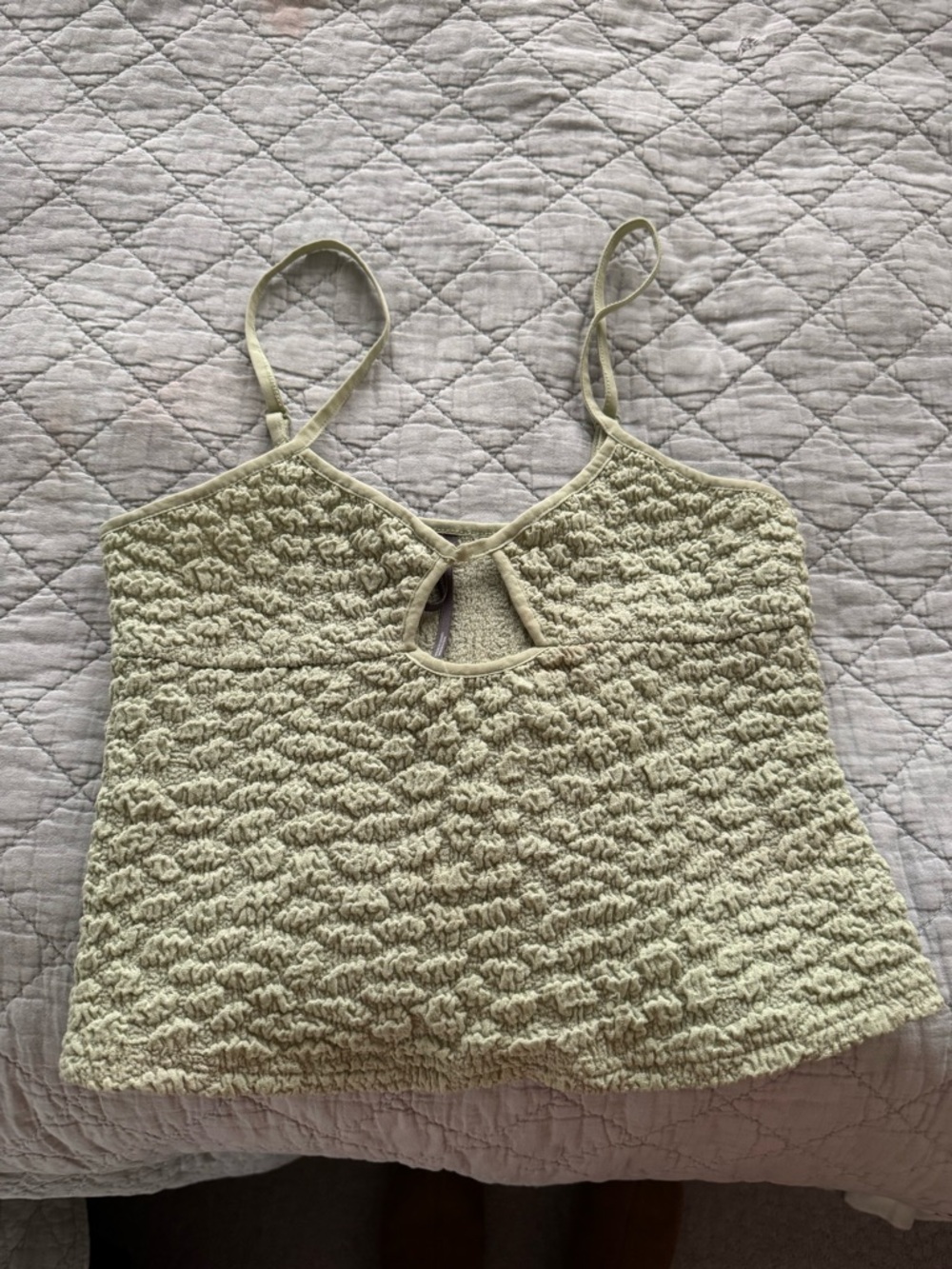 Anthropologie Pale Lemon Smocked Keyhole Cami Tank